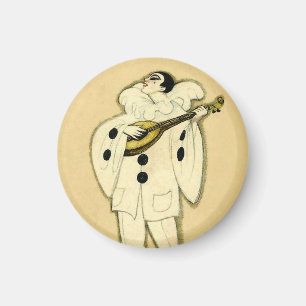 Pierrot Serenades a Crescent Moon by Sophia Chiost Magnet