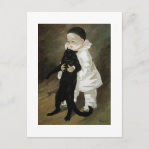 Pierrot with Cat, Alexandre Steinlen Postcard