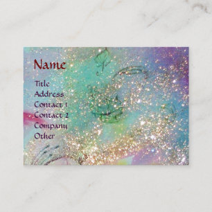 PIERROT WITH CAT Masquerade Mask, Blue Sparkles Business Card