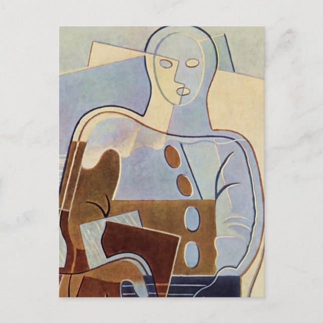 “Pierrot With Guitar” Cubist Painting by Juan Gris Postcard (Front)