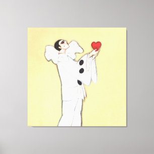 Pierrot With Red Heart by Sophia Chiostri Canvas Print