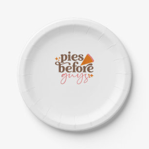 Pies Before Guys Girls Kids Toddler Thanksgiving  Paper Plate