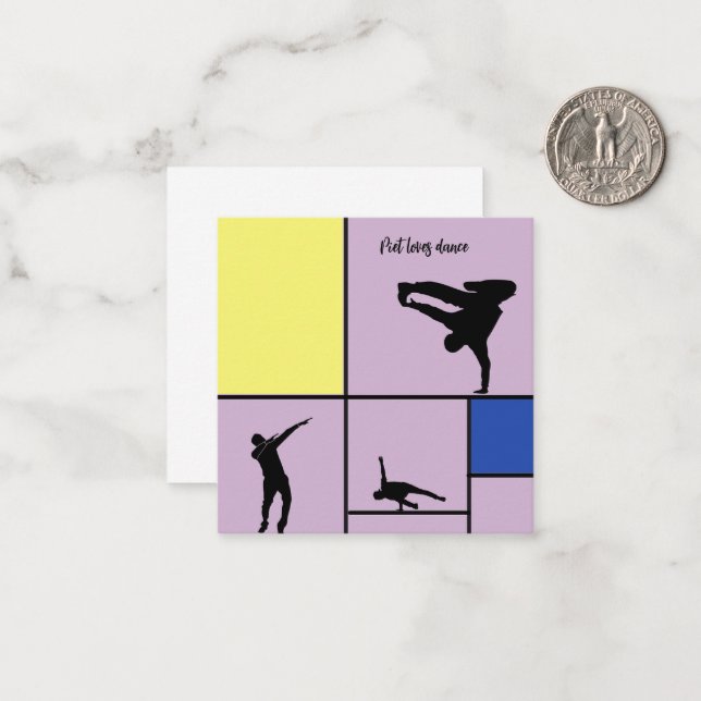 Piet Loves Dance Mondrian Street Hiphop Style Card (Front/Back In Situ)