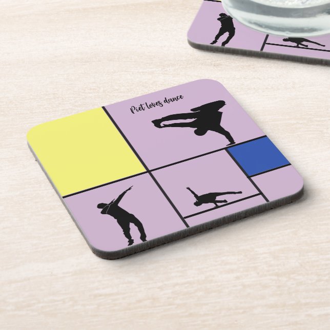 Piet Loves Dance Mondrian Street Hiphop Style Coaster (Left Side)