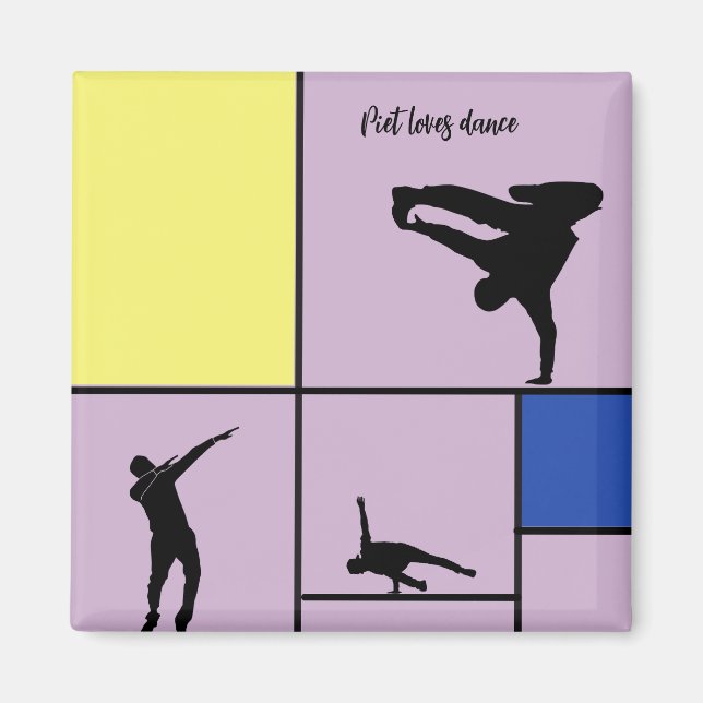 Piet Loves Dance Mondrian Street Hiphop Style Magnet (Front)