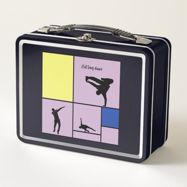 Piet Loves Dance Mondrian Street Hiphop Style Metal Lunch Box (Front)