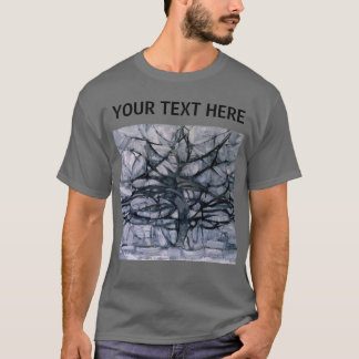 Piet Mondrian Abstract Grey Tree Custom T-Shirt