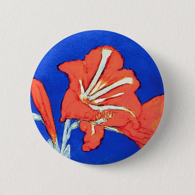 Piet Mondrian - Amaryllis Fine Art Flower Painting 6 Cm Round Badge (Front)