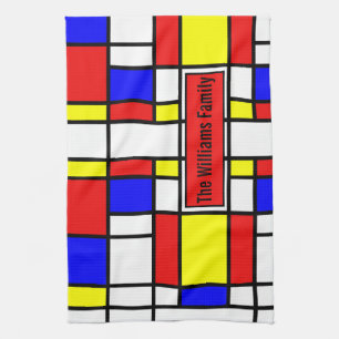 Piet Mondrian Art Style Modern Bright Colourful Tea Towel