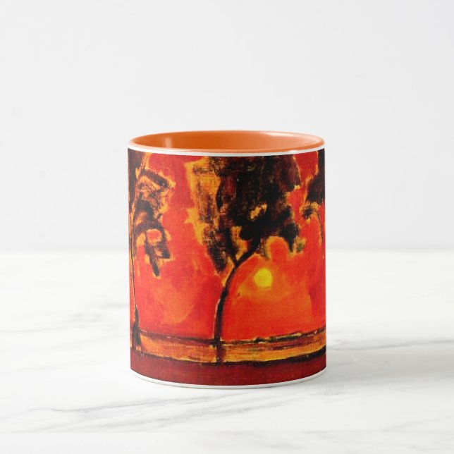 Piet Mondrian art, Trees by the Geine at Moonrise Mug (Center)
