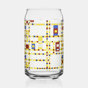 Piet Mondrian Broadway Boogie Woogie Abstract Art Can Glass
