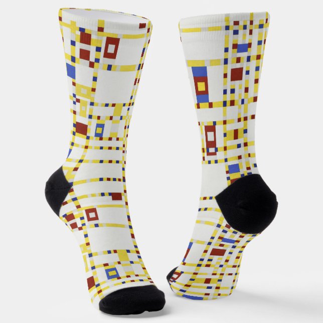 Piet Mondrian Broadway Boogie Woogie Abstract Art Socks (Angled)