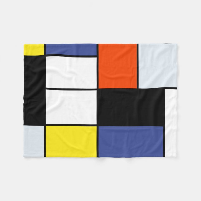 Piet Mondrian Composition A - Abstract Modern Art Fleece Blanket (Front (Horizontal))