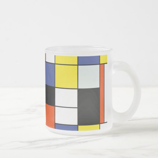 Piet Mondrian Composition A - Abstract Modern Art Frosted Glass Coffee Mug (Right)