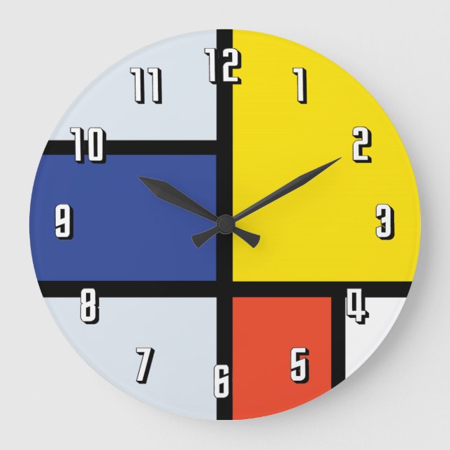 Piet Mondrian Composition A - Abstract Modern Art  Large Clock (Front)