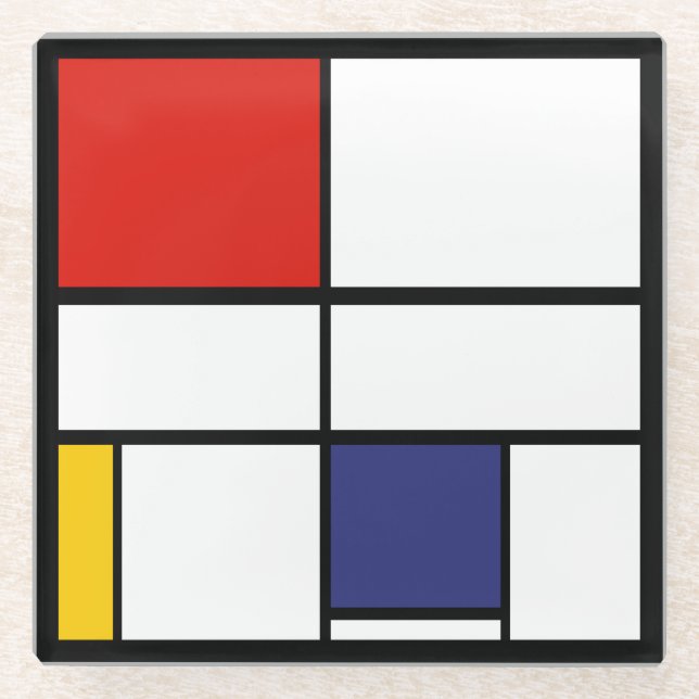 Piet Mondrian, Composition C Glass Coaster (Front)