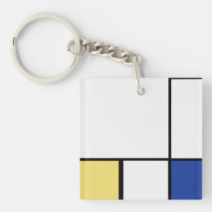 Piet Mondrian - Composition Geometric Abstract  Key Ring