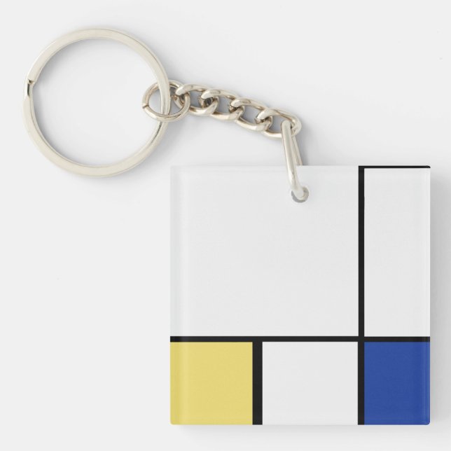 Piet Mondrian - Composition Geometric Abstract  Key Ring (Front)