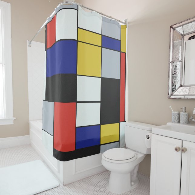 Piet Mondrian - Composition Geometric Abstract  Shower Curtain (In Situ)