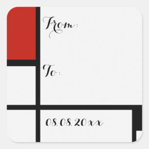 Piet Mondrian - Composition Geometric Abstract  Square Sticker