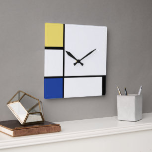 Piet Mondrian - Composition Geometric Abstract  Square Wall Clock