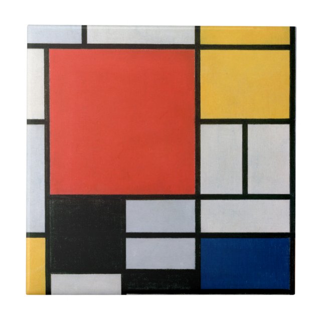 Piet Mondrian Composition Red Yellow Blue Print Tile (Front)