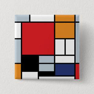 Piet Mondrian - Composition with Large Red Plane 15 Cm Square Badge
