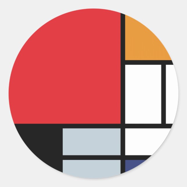 Piet Mondrian - Composition with Large Red Plane Classic Round Sticker (Front)