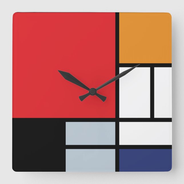 Piet Mondrian - Composition with Large Red Plane Square Wall Clock (Front)