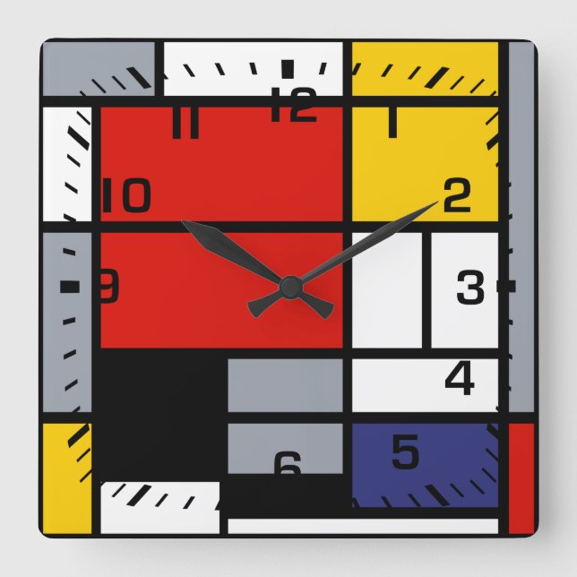 Piet Mondrian, Composition with Large Red Plane Square Wall Clock (Front)