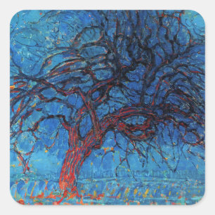 Piet Mondrian, Evening: Red Tree Square Sticker