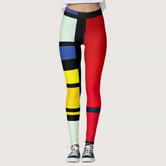 Piet Mondrian Inspired Abstract Leggings (Front)