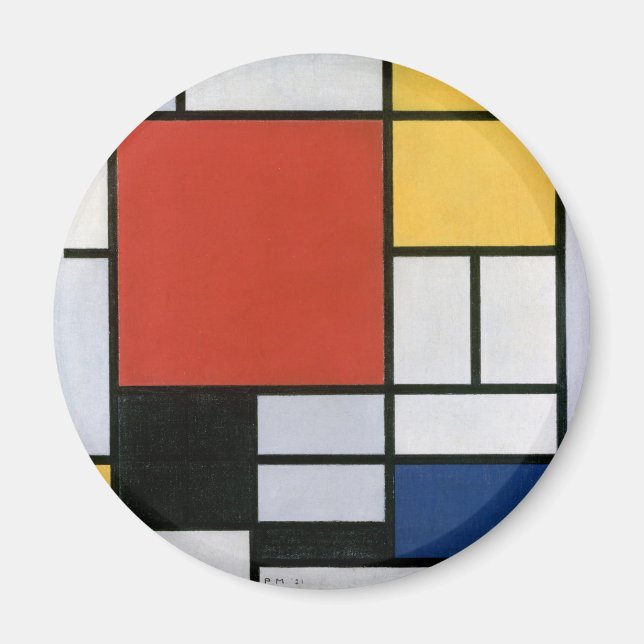 Piet Mondrian Red Blue Yellow Abstract Art Magnet (Front)