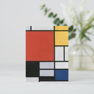 Piet Mondrian Red Blue Yellow Abstract Art Postcard