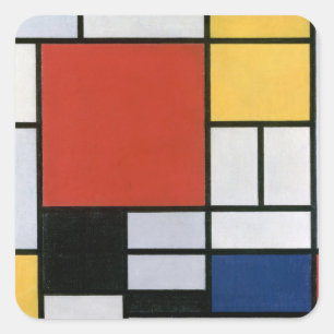 Piet Mondrian Red Blue Yellow Abstract Art Square Sticker