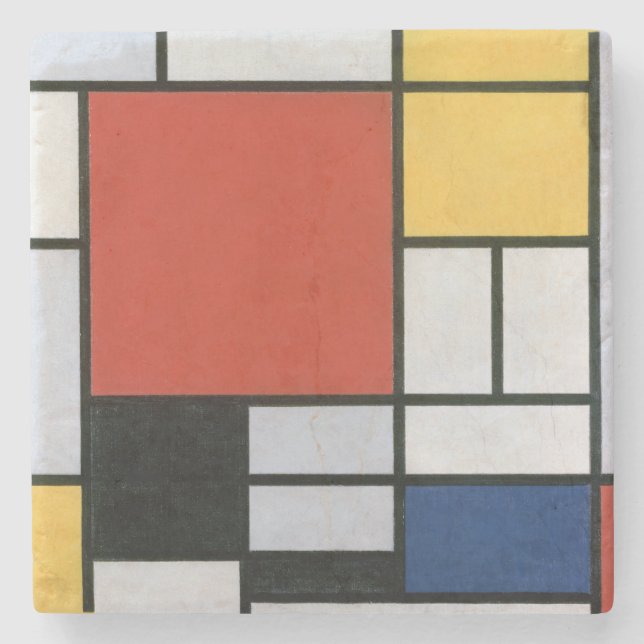 Piet Mondrian Red Blue Yellow Abstract Art Stone Coaster (Front)