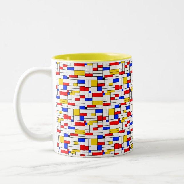 Piet Mondrian Style Abstract Art Coffee Mug (Left)