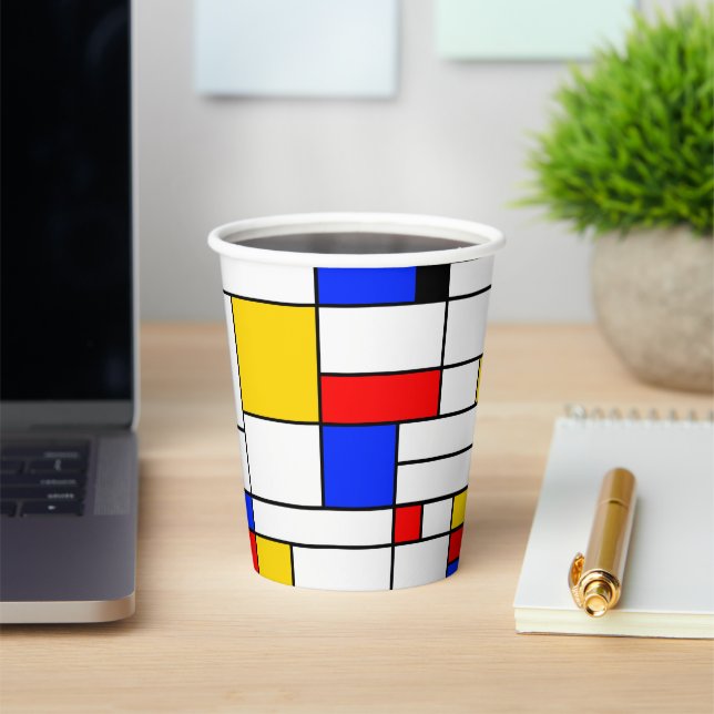 Piet Mondrian Style Abstract Art Paper Cups (Insitu)
