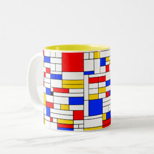 Piet Mondrian Style Abstract Art Two-Tone Coffee Mug