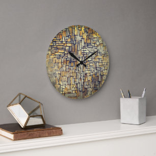 Piet Mondrian's Timeless Harmony Large Clock