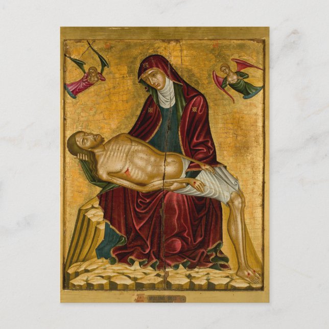 Pieta from the Circle of Nikolaos Tzafouris Icon   Postcard (Front)