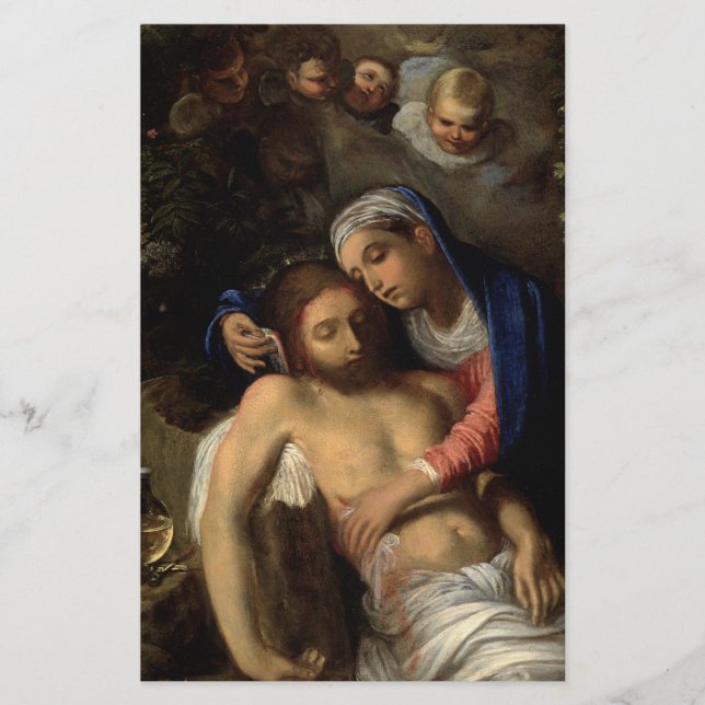 Pietà (Mary and Jesus) (by Adam Elsheimer) Stationery (Front)