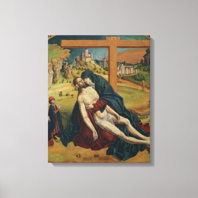 Pieta with Two Donors (oil on panel) Canvas Print (Front)