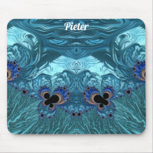 PIETER ~ Blue Aqua and Black Design Mouse Pad