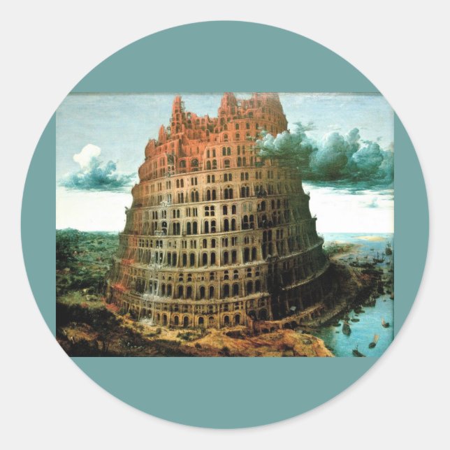 Pieter Bruegel's The "Little" Tower of Babel Classic Round Sticker (Front)