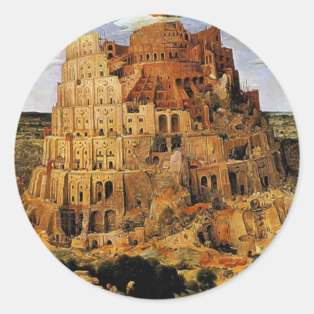 Pieter Bruegel's "The Tower of Babel" (circa 1563) Classic Round Sticker (Front)
