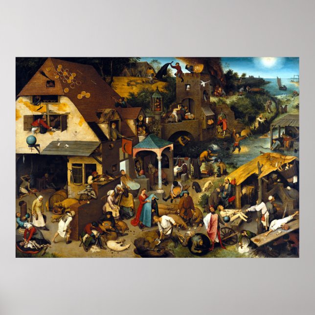 Pieter Brueghel Netherlandish Proverbs Poster (Front)