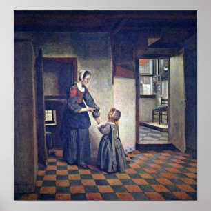 Pieter de Hooch - A woman with a child in pantry Poster