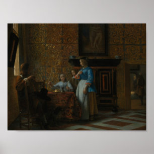 Pieter de Hooch - Leisure Time in an Elegant Poster