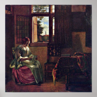 Pieter de Hooch - Woman Reading a Letter Poster